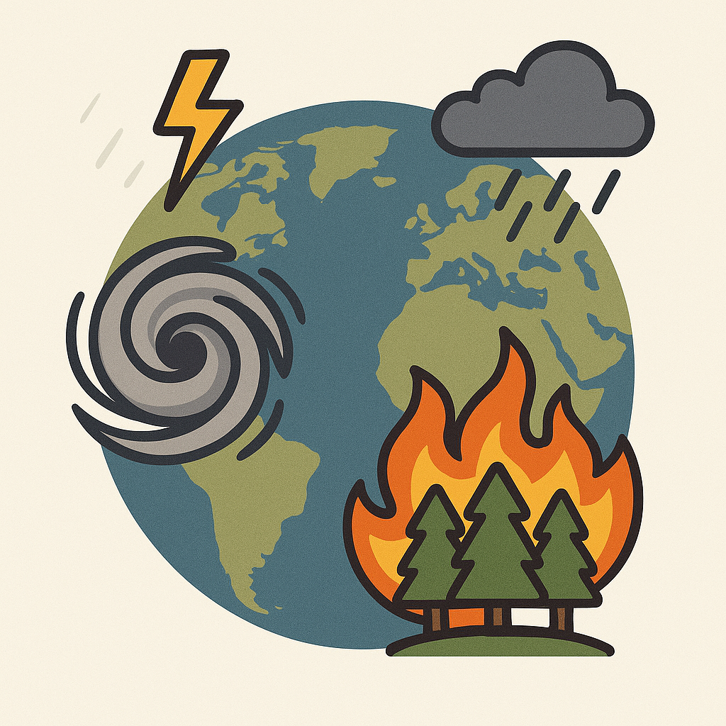 Ilustración de una ciudad con infraestructura adaptada a eventos climáticos extremos